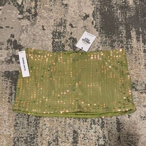 NEW - Princess Polly - ZELAIA SHIMMER MINI SKIRT GREEN - 6